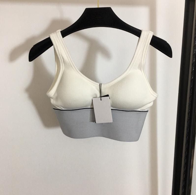 

High Quality Luxury Summer Sexy Women tank Letter Knit Wide Waist Elastic Body Shaping Sports Yoga vest Crop Tops, White