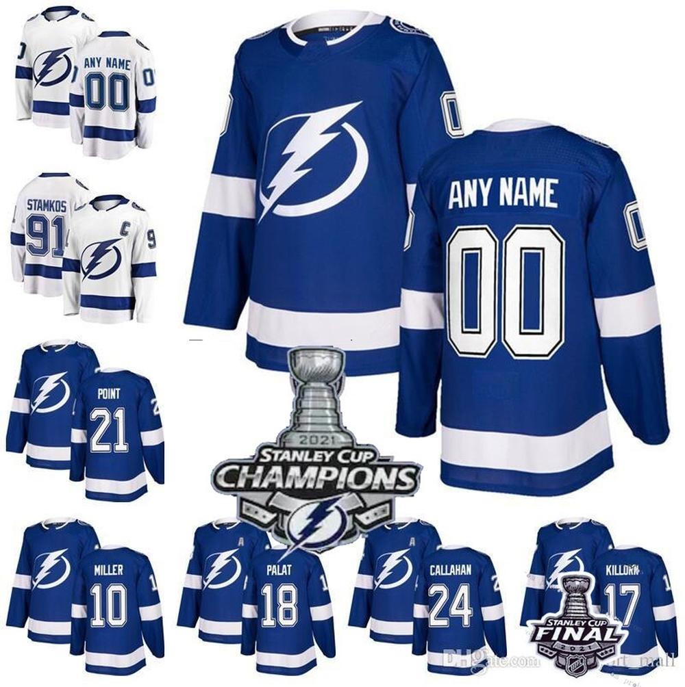 

2021 Stanley Cup Finals Champions 21 Brayden Point Jersey Tampa Bay Lightning Nikita Kucherov Victor Hedman Steven Stamkos Jerseys Men Women Kids top quality, Youth white