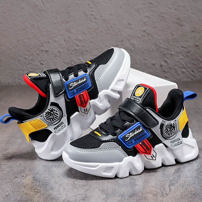 

Size 27-39 Children Sport Shoes Non-slip Running Shoes For Kids Boys Girls Breathable Mesh Casual Sneakers Soft tenis infantil, Black