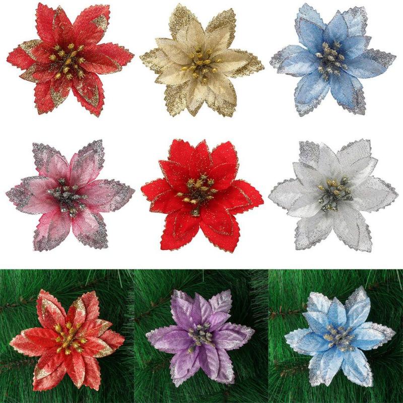 

Christmas Decorations 1 PC Artifical Gold Powder Flowers Fake Tree For Home Xmas Ornaments Year Decor
