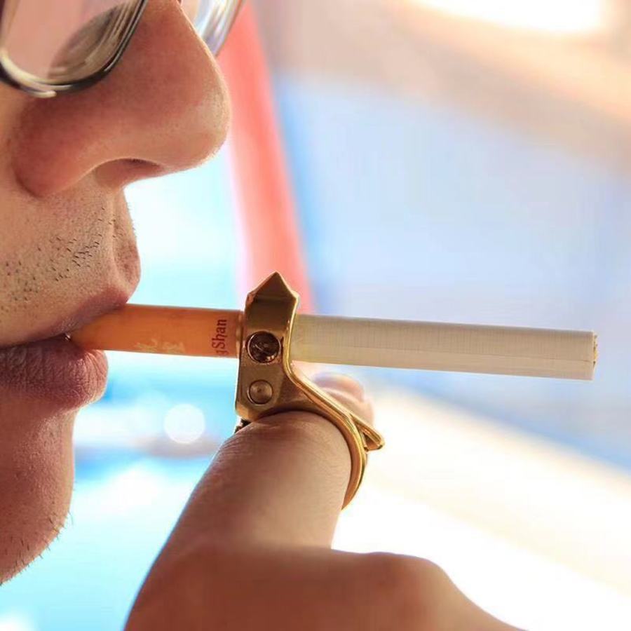 

Metal Cigarette Holder Ring Anti Smoking Yellow Finger Clip Self Defense GTLW727