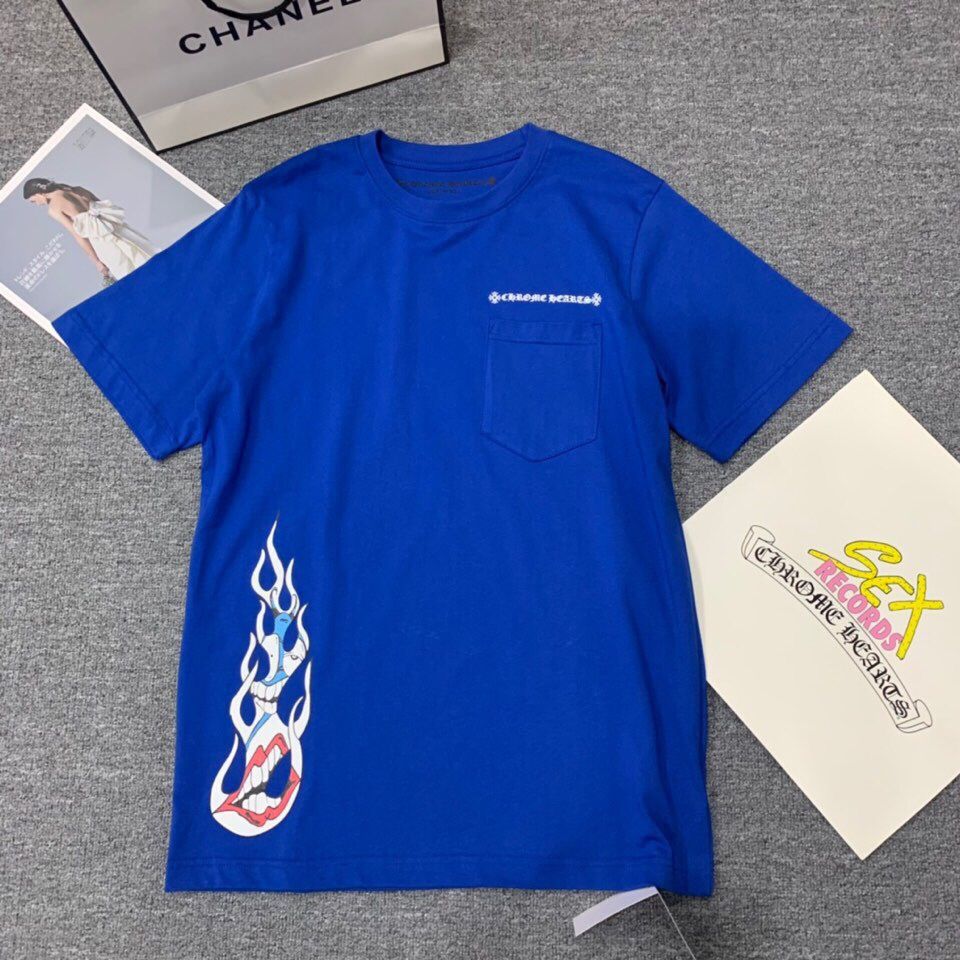 

crosin new high end fashion 2021 brand summer short sleeve printed blue mattyboy flame men's and women's T-shirt, White;black