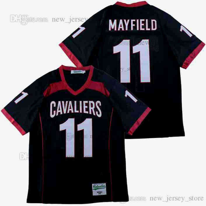 

Movie BAKER MAYFIELD #11 BLACK HIGH SCHOOL Jersey Red White Custom DIY Design Stitched College Football Jerseys, As picture