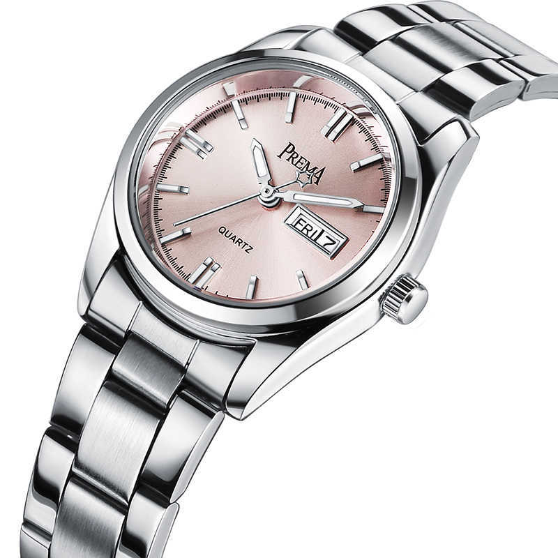 

PREMA Women Watches Brand Fashion Female Clock Wristwatch Stainless Steel Waterproof Ladies Quartz Dress Wristwatches Pink 210616