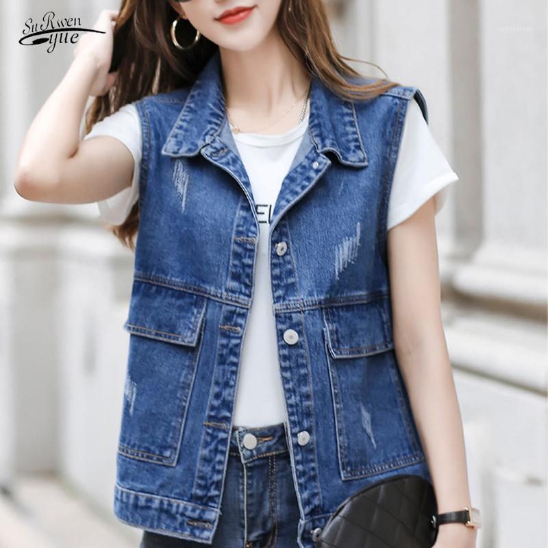 Women Sleeveless Denim Waistcoat 