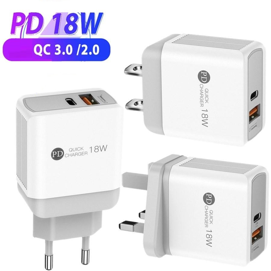 

18W type c charger QC3.0 3A PD quick EU US Wall chargers for iPhone 11 XS MAX Samsung Xiaomi