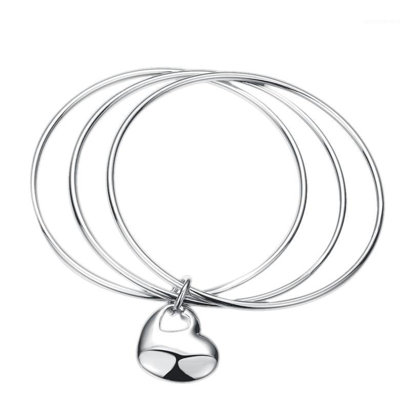 

Solid Silver Plated Double Heart Chain Bracelet Bangle