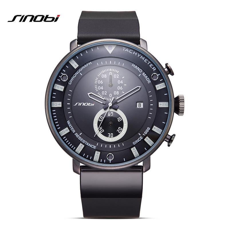 

Wristwatches SINOBI 2021 Summer Men Watch Wristband Outdoor Sport Rugged Sports Quartz Clock Relogio Masculino For, Black watch