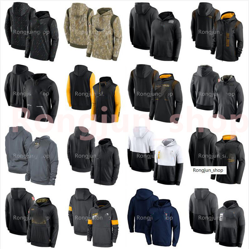 

Top Pittsburgh Men Women Youth Football Sweatshirt Tan 2021 Salute to Service Sideline Therma Performance Pullover Hoodie Steeler