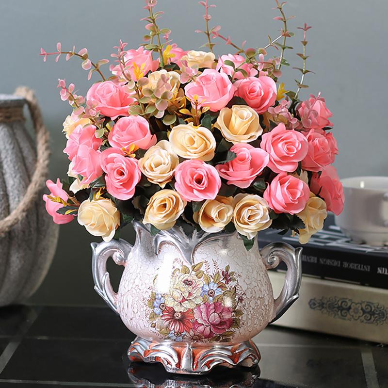 

Decorative Flowers & Wreaths Artificial 10 Head Rose Bouquet Bridal Wedding Party Silk Fake Home Room Deco DIY Marriage Decorations, Pink