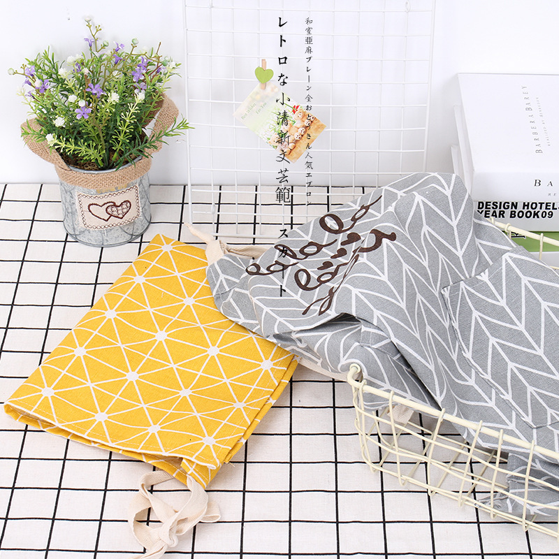 

japane cotton linen sleevels star grid kitchen cooking cloth small frh apron straight