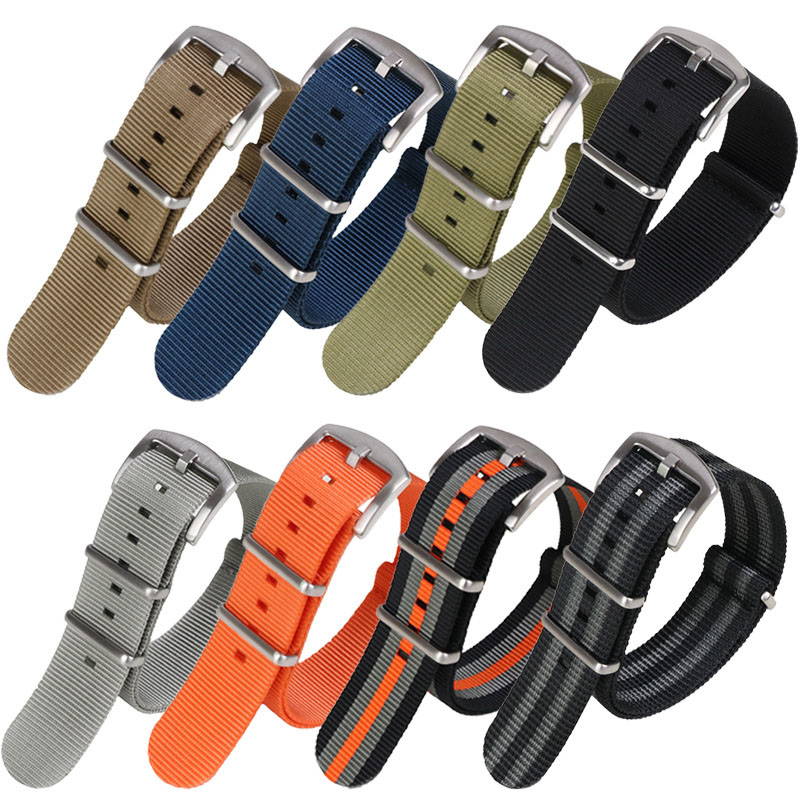 

18mm 20mm 22mm 24mm Fine Quality Nylon Nato Bands Ballistic Nylon Nato Watch Strap in Square Steel Buckle Sport Band 5pcs/lot