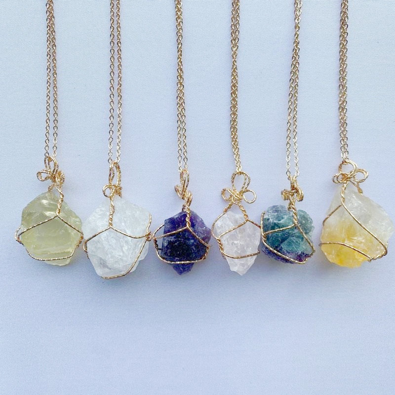 

Natural Crystal Quartz Healing Point Chakra Bead Gemstone Necklaces Women Men Pendant Original Stone Jewelry