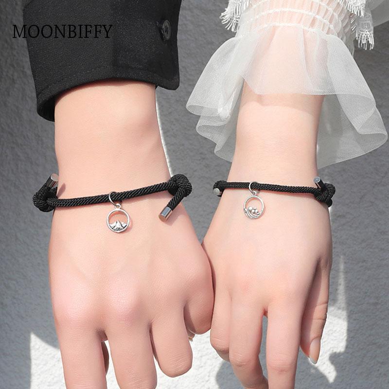 

Beaded, Strands Attract Couples Bracelets Friend Bracelet Men Red Black Rope Weaving Magnet Long-distance