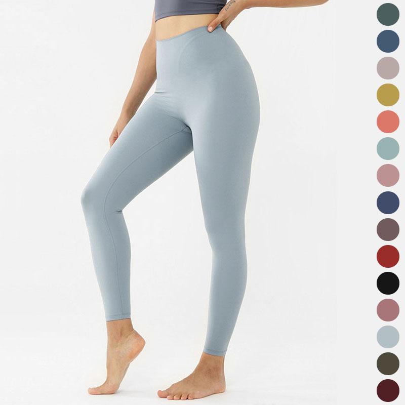 

high-waist yoga pants for women nude hip-lifting running outfit tight elastic feet sports fitness Leggings Super soft buttery feel L-39, Black