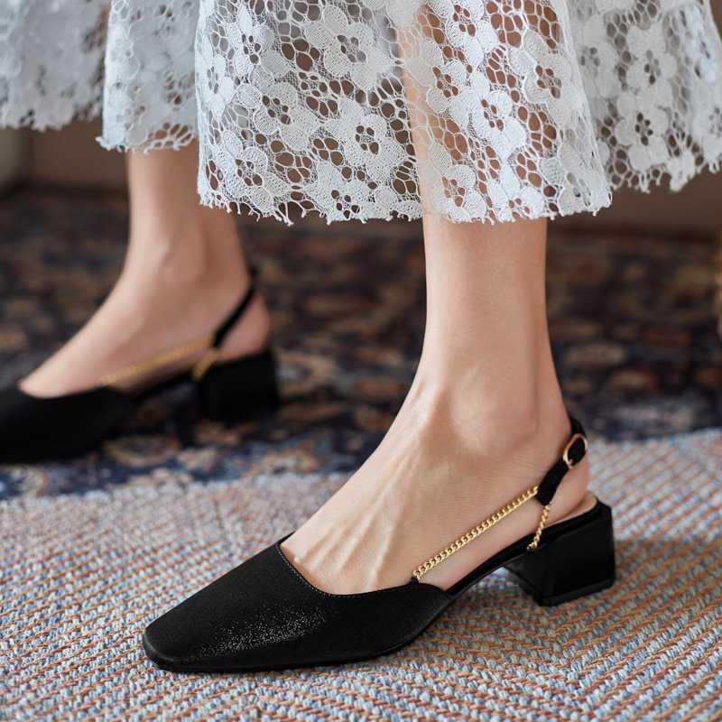 

Sandals Clear Heels Closed Toe Fashion Womens Shoes 2021 Med Suit Female Beige Square Sexy Luxury Medium Black Girls Block C