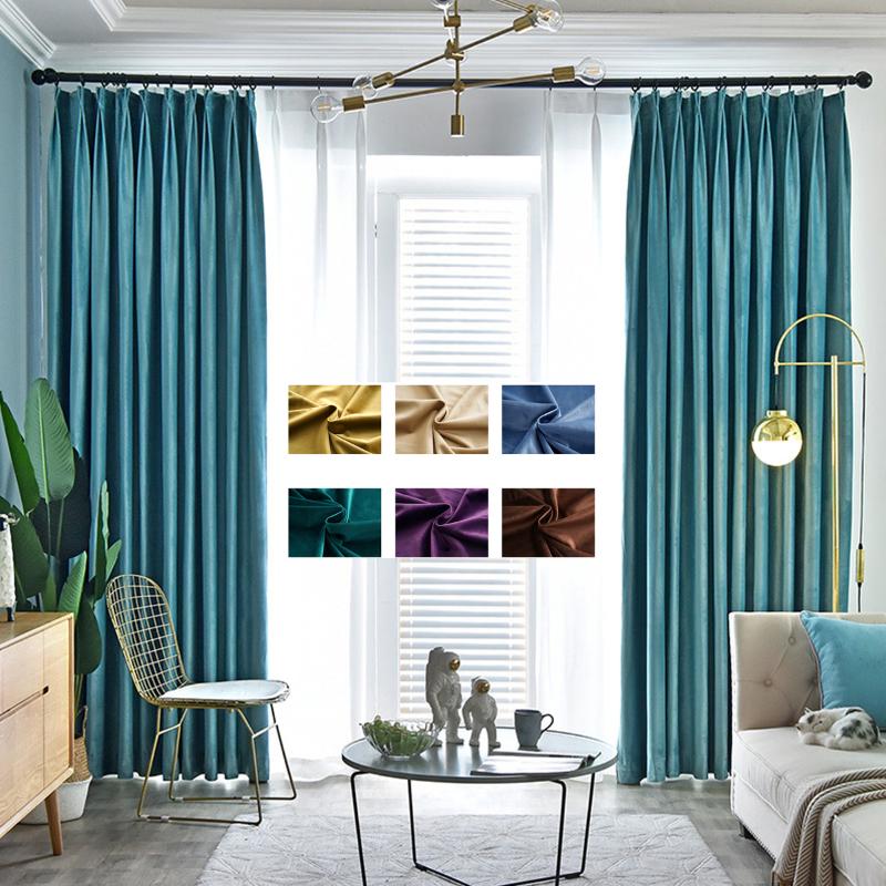 

Curtain & Drapes Blackout Luxury Velvet Curtains For Living Room Bedroom Solid Plain Window Door Drape Tulle Green Blue Brown Yellow