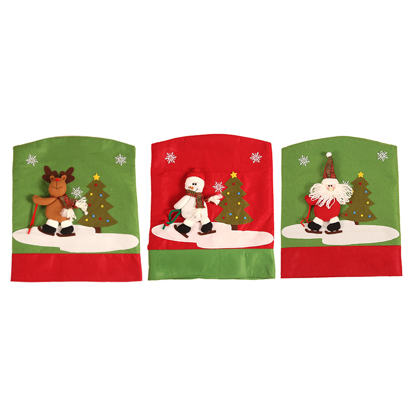 

Christmas Decorations Chair Cover Santa Claus Ski Cover Table Party Outfit