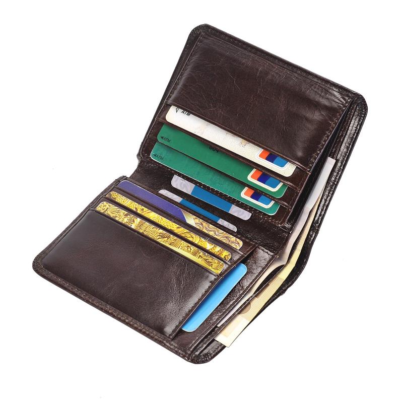 

Wallets Genuine Leather Men Short Trifold Wallet Multi Slots Holders Male Clutch Vintage Purse Money Bags, Khaki
