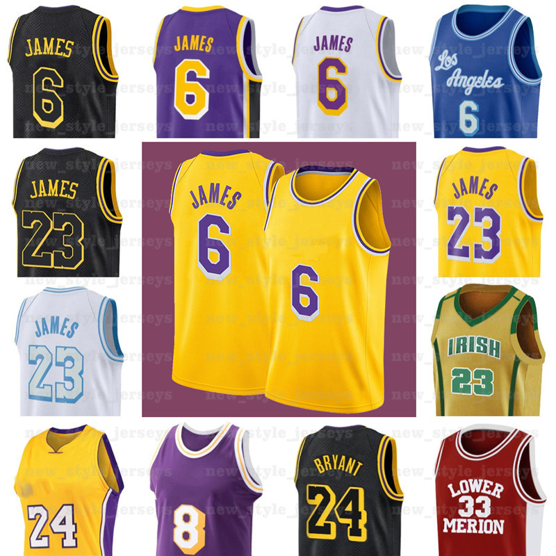 

LBJ MAMBA Los LeBron 6 Angeles James LakersMen Basketball Jerseys 33 Bryant Anthony 3 Davis college Jerseys z5, Black;red
