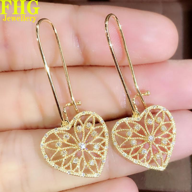 

Stud 18k Au750 White Gold Earrings Natural Diamond0.15Carat Heart Earring Wedding Party Engagement Anniversary Fashion Elegant, Golden;silver