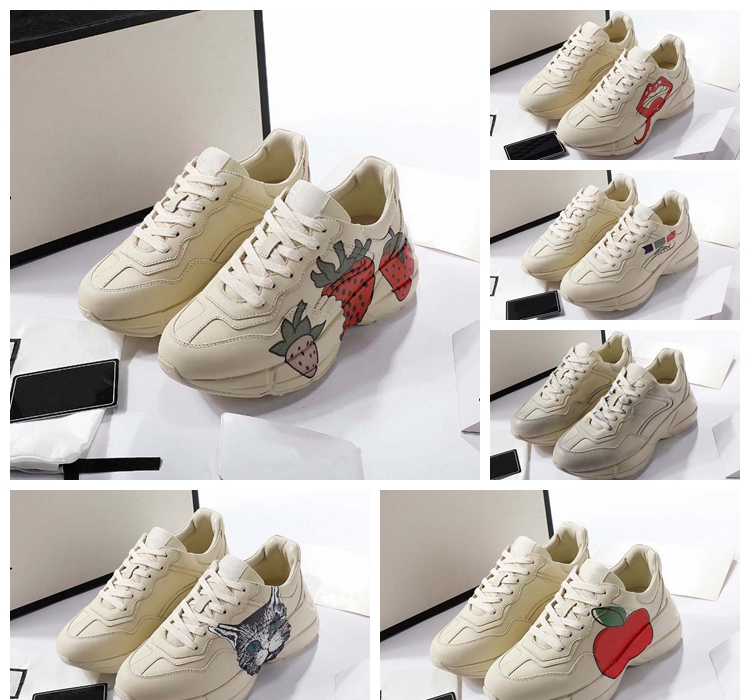 

durable casual man and women shoes Rhyton Sneakers Beige Trainers Vintage Luxury Chaussures Ladies Shoe Designers Sneaker with box size 35-45 09, #21