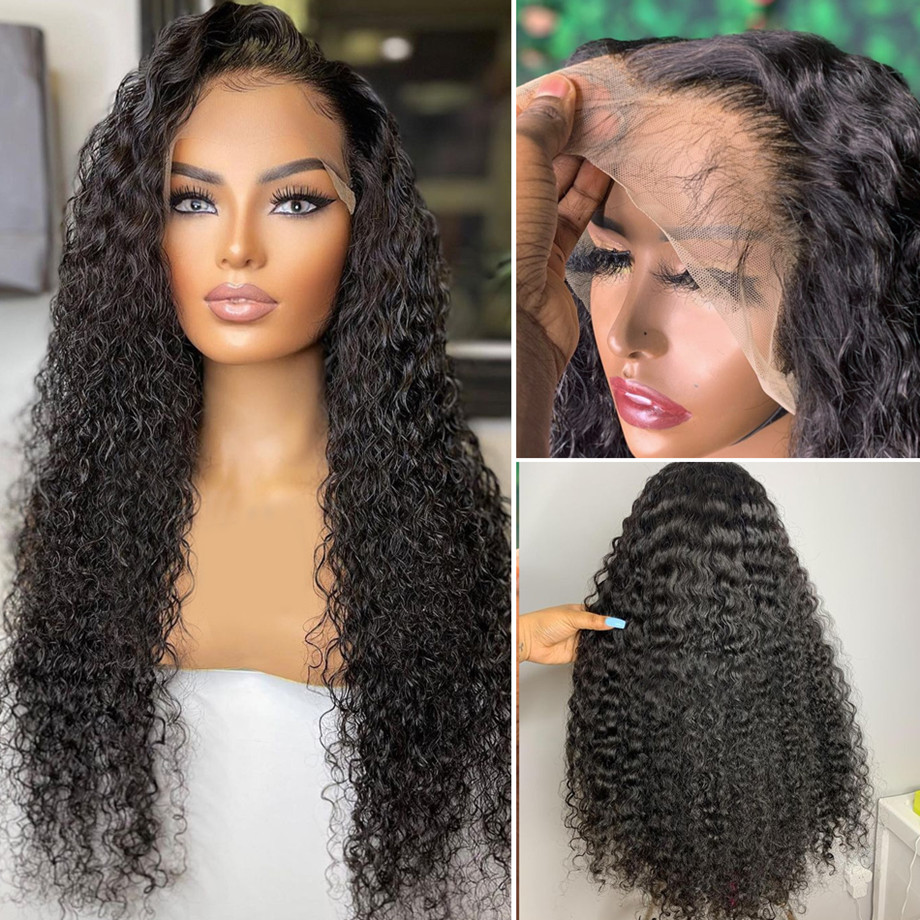 

30 40 Inch Loose Deep Wave Frontal Wig Curly Human Hair Wigs for Black Women Hd Full Long Wet and Wavy Water Wave Lace Front Wig, Natural color