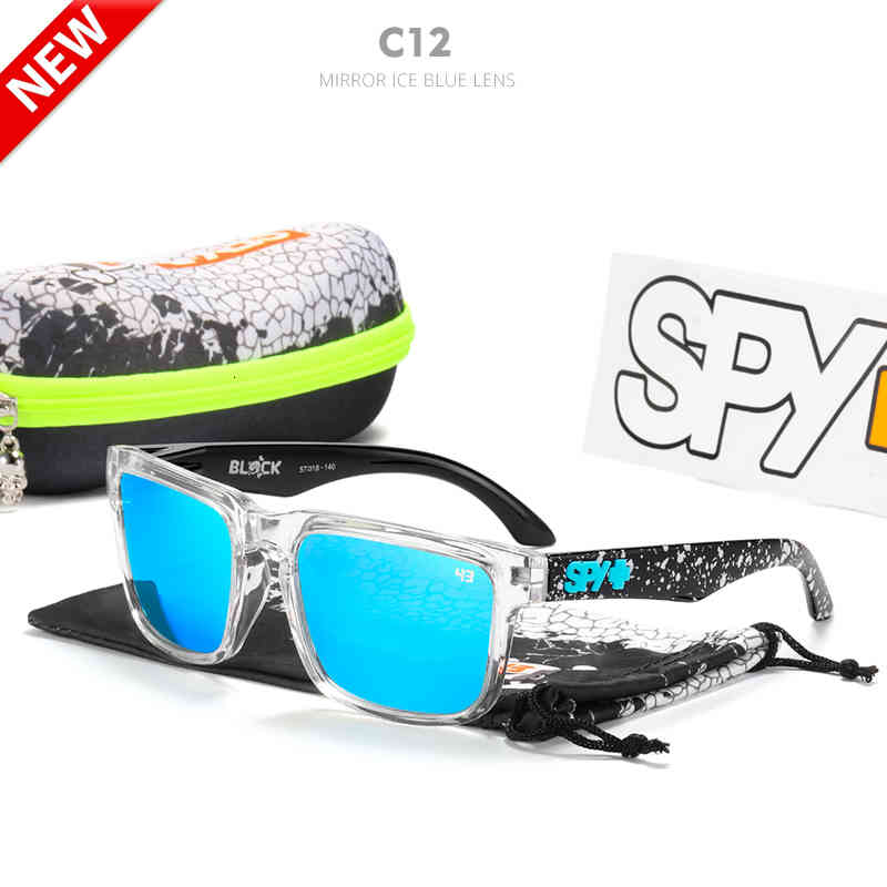 

Sunglasses brand new male square sunglasses hd polarized reflective sport uv400 spy mirror covering + SLUO, White;black