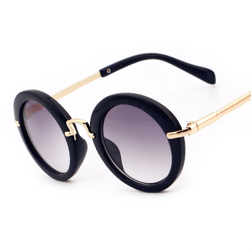 

Cute Classic Retro Round Metal Sunglasses For Kids, White;black