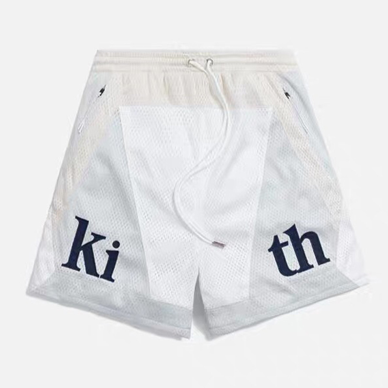 

Summer Kith Shorts Men Women High Breathable Mesh Basketball Running Pants Kith Color Block Casual Sports, 010