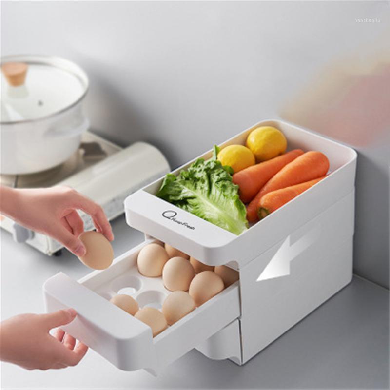 

Multi-Layer Egg Grids Drawer Storage Box Kitchen Case Household Holder Mutifunctional Refrigerator Container