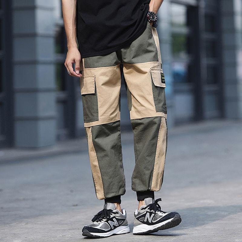 

Men's Pants 2021 Loose Hip Hop Style Casual Korean Black/green Joggers Sweatpants Trendy Overalls Fashion Pocket Trousers -5XL