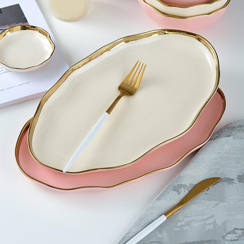 

Dishes & Plates Nordic Phnom Penh Ceramic Household Tableware Plate Dinner Western Fruit Shallow RERI889
