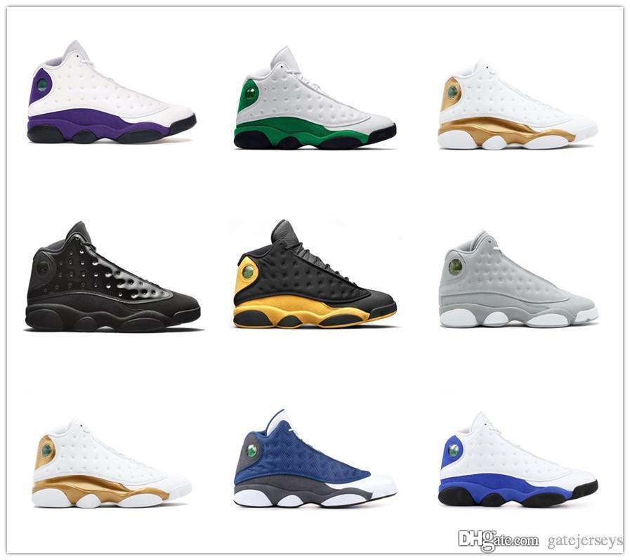 

Retro J13 13 men BasketballShoes Melo Class OF Cap and Gown Black Cat Altitude Bred Atmosphere Grey Chicago sport sneakers, Flint