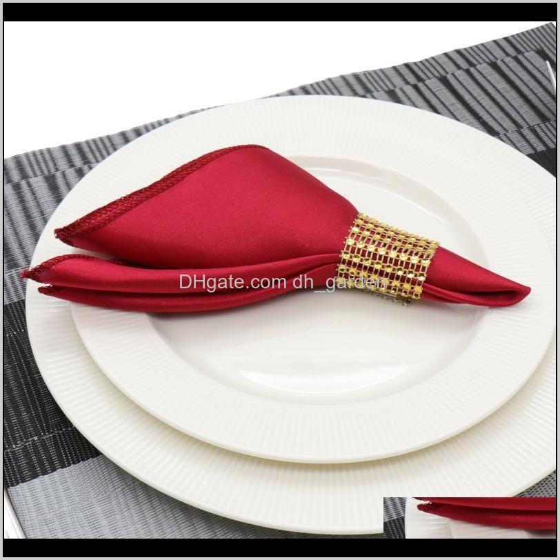 

Napkin Textiles & Garden Drop Delivery 2021 50Pcs/Lot 30Cm Napkins Satin Fabric Square Handkerchief For Birthday Wedding Party Home El Restau