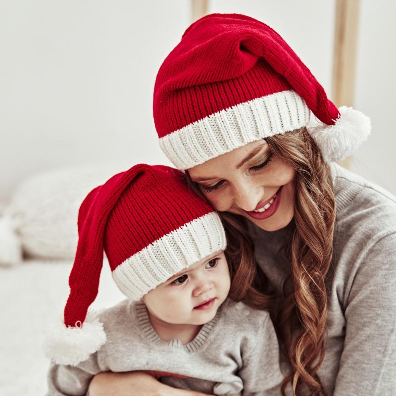 

Beanies 2pcs Kids Toddler Baby Winter Beanie Hat Soft Warm Caps Parents And Knit Thick Cap Pompom For Boys Girls Christmas