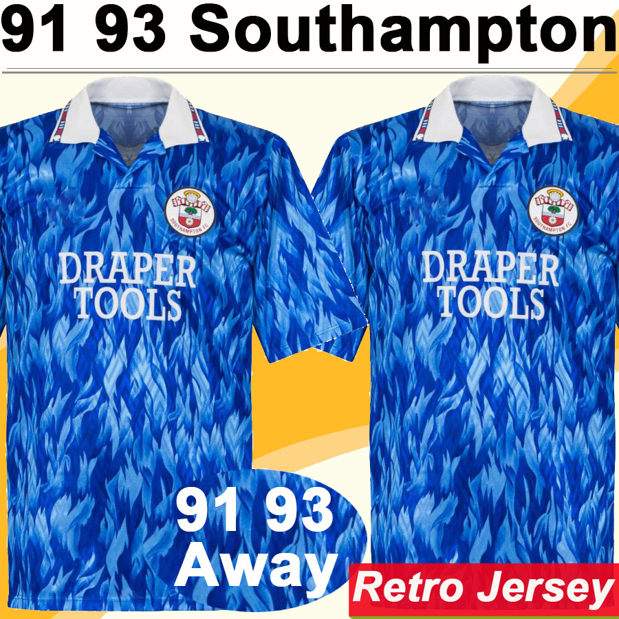 

1991 1993 FRANCIS BENALI JASON DODD Mens Retro Soccer Jerseys RICHARD HALL DAVID HUGHES Home Away Bule White Football Shirt Short Sleeve Adult Uniforms, Fg6300 91 93 away no patch