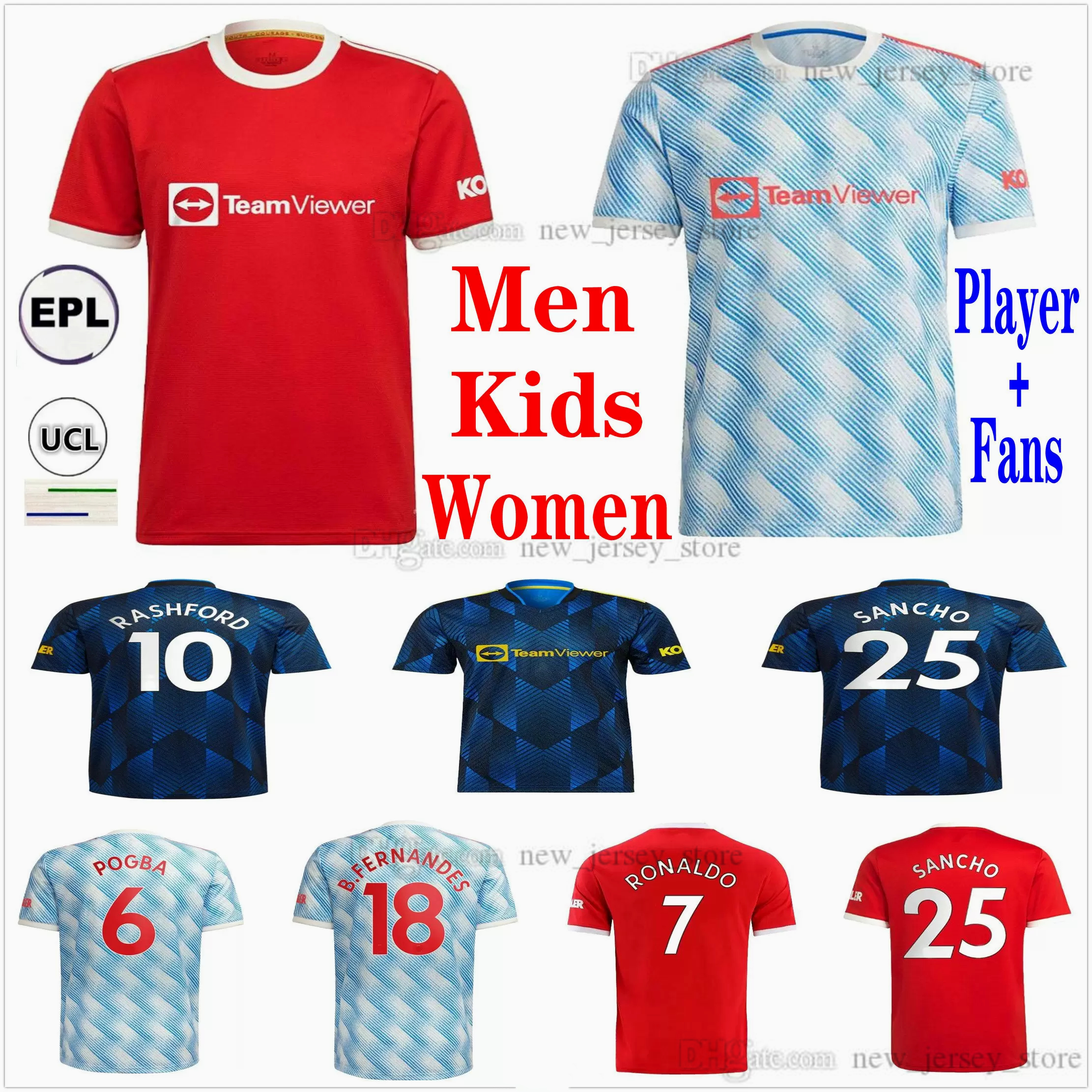 

2022 Fans Player Manchester RONALDO SANCHO Soccer Jerseys POGBA United B.FERNANDES RASHFORD LINGARD Custom 21-22 UTD Home Away 3rd Men Woman Kids Football Shirt, Man size