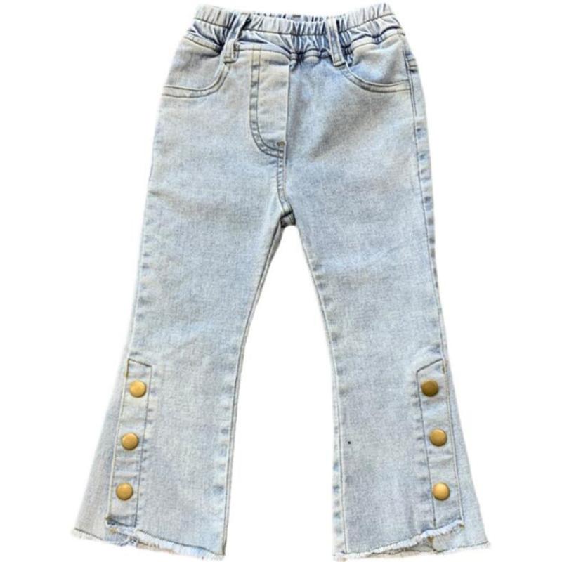 

Jeans 2021 Spring Autumn Girls Fashion Boot Cut School Kids Denim Pants Solid Color Children Clothing, Blue