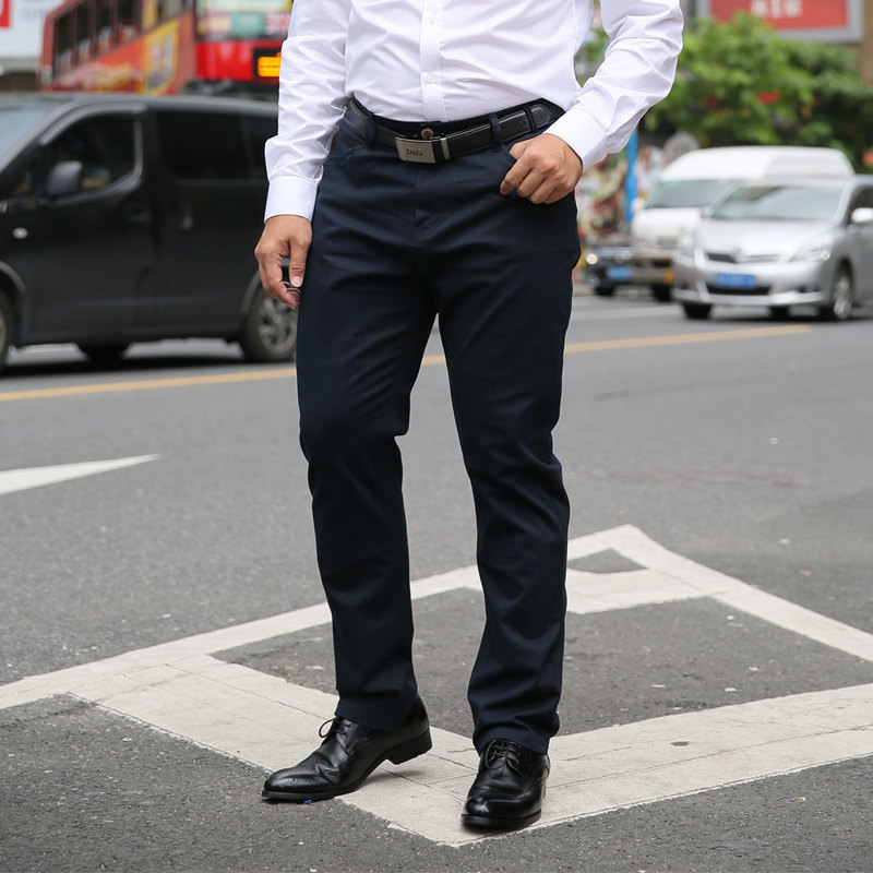 

MEN KHAKI TROUSERS Summer Mens Casual Pants High Stretch Elastic Pocket Badge Trousers Male Black Red Blue Plus Size 44 210518