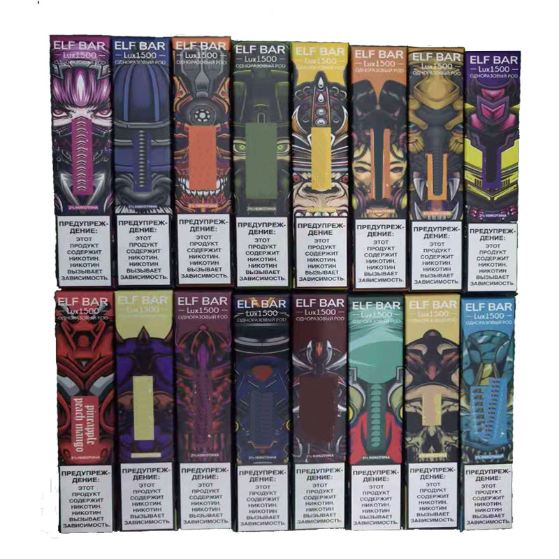 

Russian Language Elf Bar Lux 1500 Disposable E Cigarettes Pod Device 16 Colors 850mAh Battery 4.8ml Prefilled Cartridge Vape Pen Vs Puff Plus Bang XXL
