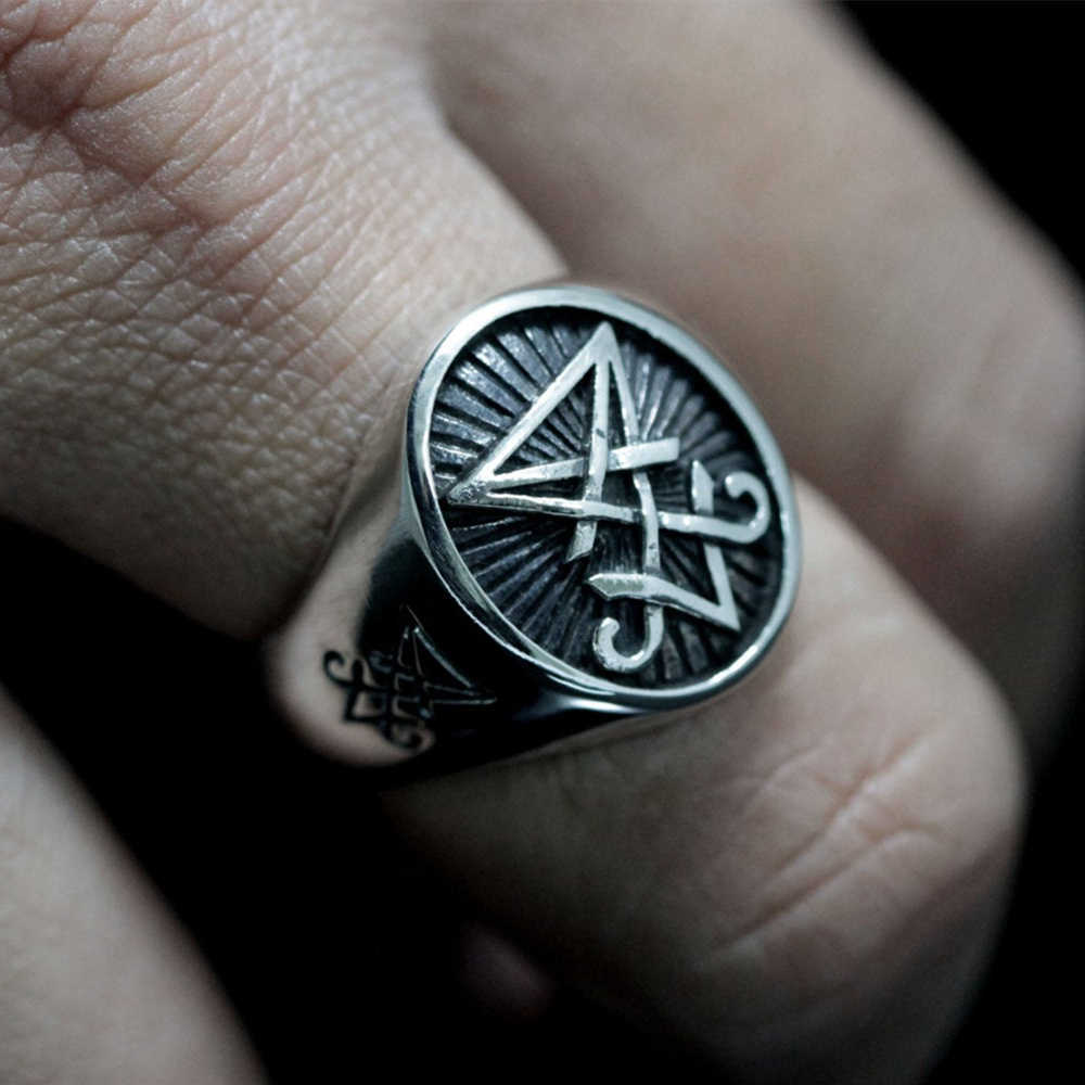 

Sigil of Lucifer Satan Seal Ring Gothic Stainless Steel Signet Rings Biker Punk Jewelry