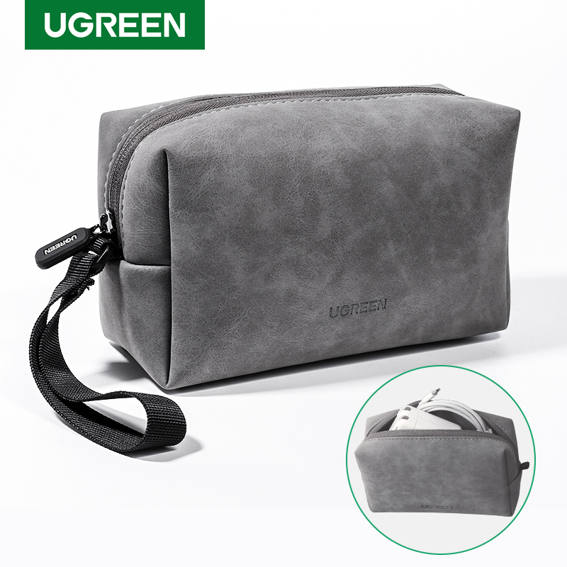 

UGREEN Organizer Bag Leather Storage Case for Wired Headphones Earphone USB Cable Cell Phones Charger PC Digital Accessories Bag