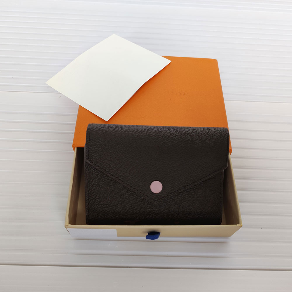 

High Quality Genuine Leather Card Holders Women Wallet Holder Classic men short Wallets M41938 plaid Fashion Designer mens purses Womens purse Luxury old flower, Brown flower - purple interior