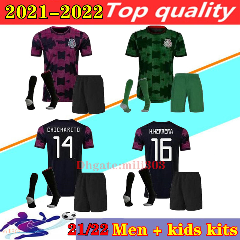 

Men + Kids kit 2021 2022 Mexico soccer jerseys kits Copa america Camisetas 21 22 CHICHARITO LOZANO DOS SANTOS MORENO ALVAREZ GUARDADO football shirts set