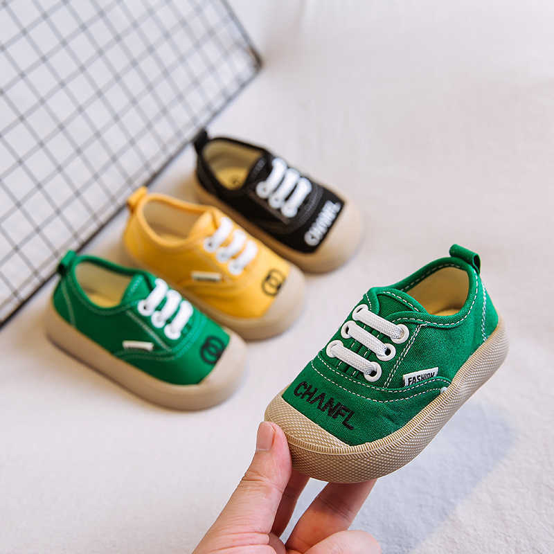 

Spring Autumn Baby Canvas Shoes Solid Color Children Casual Shoes for Boys and Girls Baby Toddler Shoes First Walkers X0703, Green