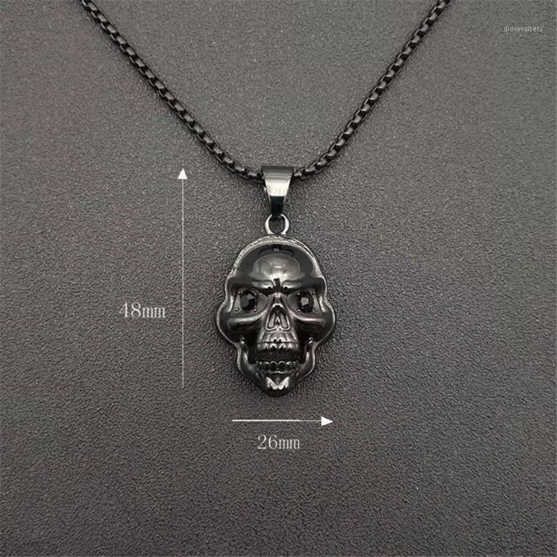 

Chains Hip Hop Iced Out Skull Pendant Necklaces Black Color Stainless Steel Necklace For Women Men Hiphop Halloween Jewelry