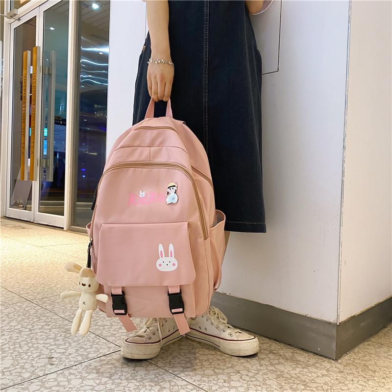 

School Bags Fashion Women Backpack Waterproof Student Schoolbag Nylon Badge Cute For Teenage Girls 2021 Mochila Book Rucksack