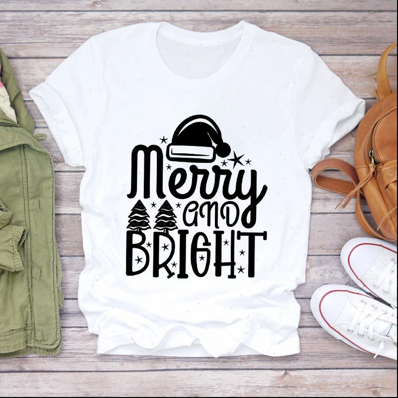 

christmas tree printing star clothing womens t shirt 90s holiday print graphic tee, White