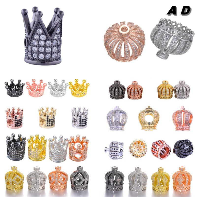

Classic Multiple Gold Silver Gun Metal Plated Micro Pave Crown Charms for Bracelet and Necklace Making
